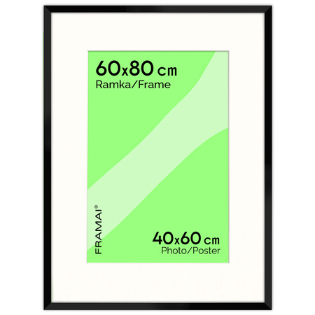 Ramka czarna HEN PASS 2 z passe-partout – rozmiar 60x80 cm (okienko 40x60 cm)