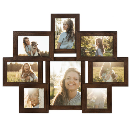 Multirama na 8 zdjęć MULTI HEN 4 ramka na zdjęcia w kolorze brązowym