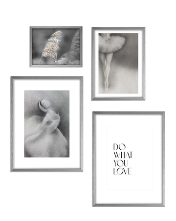 Zestaw plakatów by Anetta Piechowska-Subtle Dance at Dawn w srebrnych ramkach z litego drewna