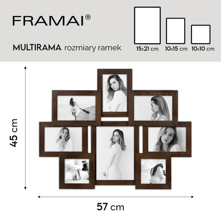 Multirama na 8 zdjęć MULTI HEN 4 ramka na zdjęcia w kolorze brązowym