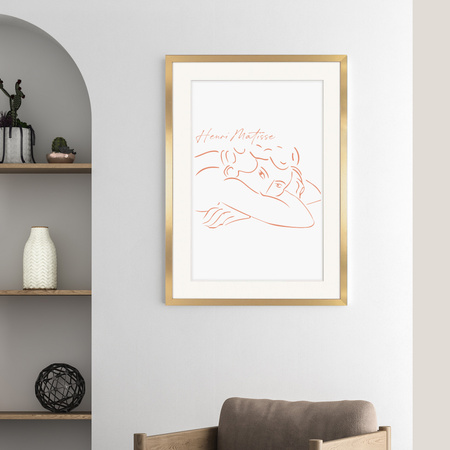 Ramka złota HEN PASS Z z passe-partout – rozmiar 50x70 cm (okienko 40x60 cm)