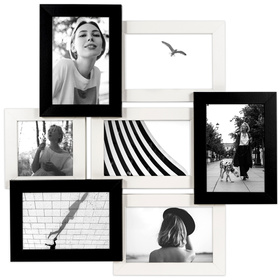 Multirama na 7 zdjęć MULTI  HEN 1-2 ramka na zdjęcia - czarno-biała