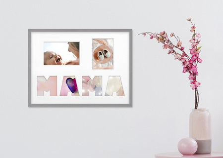 Ramka na zdjęcia MAMA szara. Ramka na kolaż 6 zdjęć o rozmiarze 30x40 cm