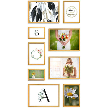 Zestaw złotych ramek na 9 zdjęć PRESTO Z GF0004