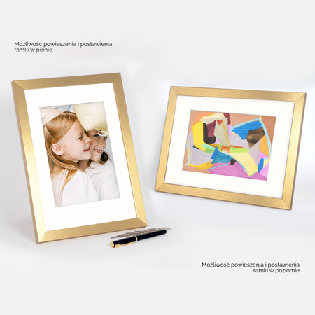 Ramka złota HEN PASS Z z passe-partout – rozmiar 21x29,7 cm (okienko 15x21 cm)