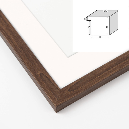 Ramka brązowa HEN PASS 4 z passe-partout – rozmiar 60x80 cm (okienko 40x60 cm)
