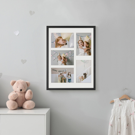Foto Galeria 30x40 cm kolor czarny - ramka z passe partout na 5 zdjęcia 10x15 cm