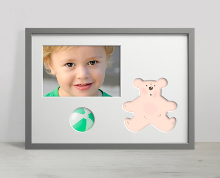 Ramka na zdjęcia do pokoju dziecięcego szare. Ramka z passe partout o rozmiarze 21x30 cm