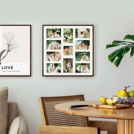 Foto Galeria 50x50 cm - ramka z passe partout na 11 zdjęć 10x15 cm i 10x10 cm kolor brązowy