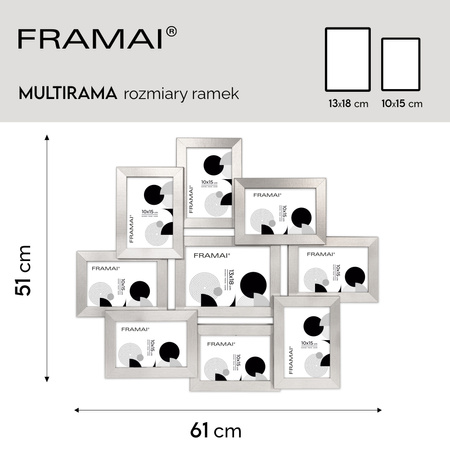 Multirama na 9 zdjęć MULTI HEN S ramka na zdjęcia w kolorze srebrnym