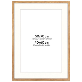 Ramka naturalna HEN PASS 01 z passe-partout – rozmiar 50x70 cm (40x60 cm)