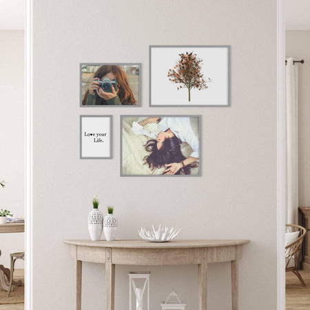 Zestaw szarych ramek na 4 zdjęć PINIA 05 GF0008