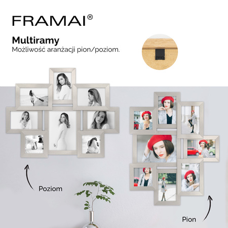 Multirama na 8 zdjęć MULTI HEN S ramka na zdjęcia w kolorze srebrnym