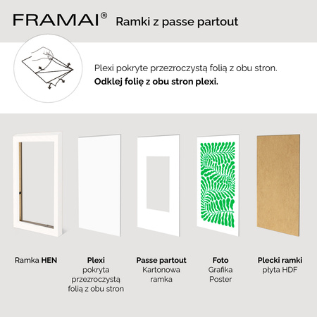 Ramka biała HEN PASS 1 z passe-partout – rozmiar 21x29,7 cm (okienko 15x21 cm)