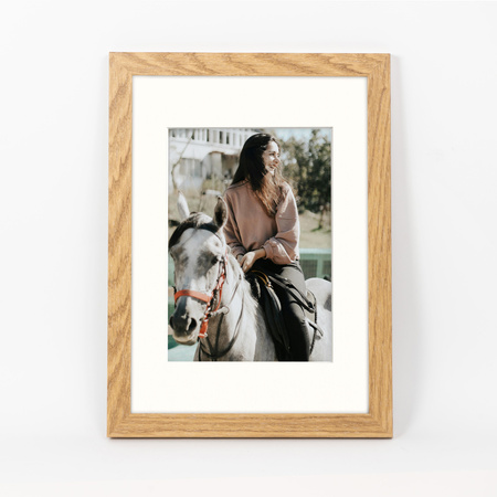 Ramka naturalna HEN PASS 01 z passe-partout – rozmiar 21x29,7 cm (okienko 15x21 cm)