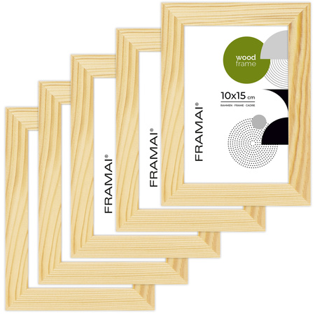 Pakiet ramek z drewna 5 szt. RAW 10x15 cm