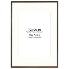 Ramka brązowa HEN PASS 4 z passe-partout – rozmiar 70X100 cm (okienko 50x70 cm)