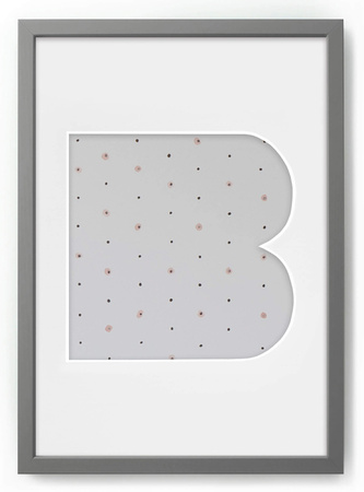 Ramka LITERKA "B" Szara - Ramka z passe partout o rozmiarze 21x30 cm