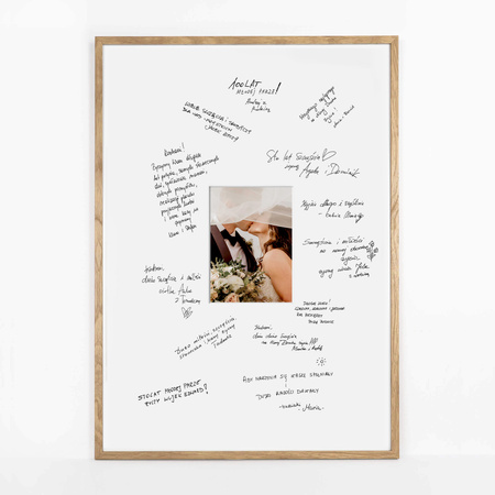 Ramka na weselną pamiątkę z passe partout 50x70 cm - kolor dąb