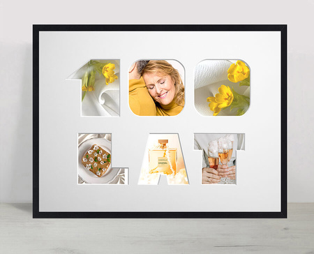 Ramka na URODZINY w kolorze czarnym. Ramka z passe partout o rozmiarze 30x40 cm