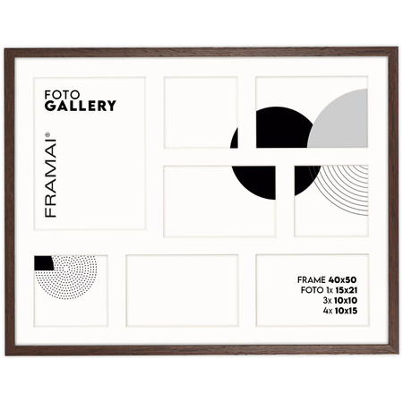 Foto Galeria 40x50 cm - ramka z passe partout na 7 zdjęć 10x10 cm 10x15 cm 15x21 cm kolor brązowy