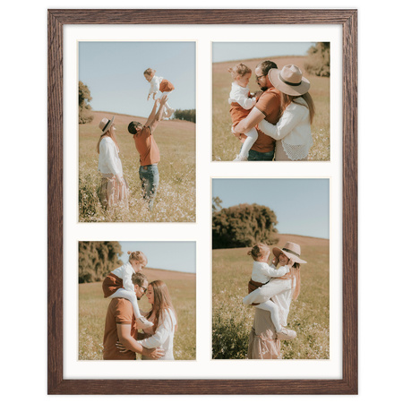 Brązowa Foto Galeria 24x30 cm - ramka z passe partout na 4 zdjęcia 10x15 cm 10x10 cm