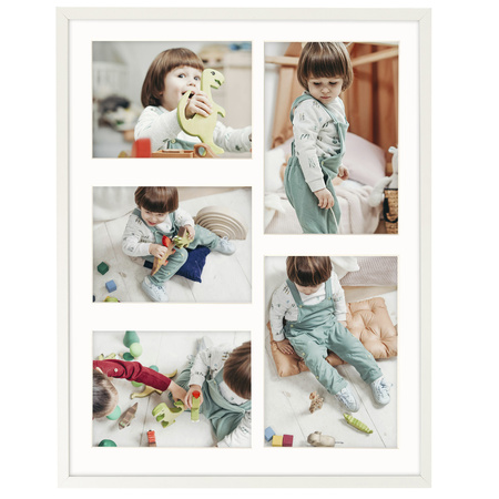 Foto Galeria 40x50 cm - ramka z passe partout na 5 zdjęć 13x18 cm 15x21 cm kolor biały