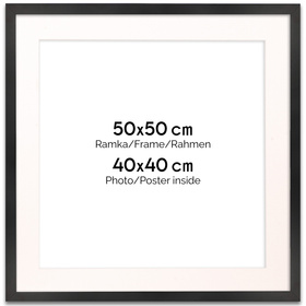 Ramka czarna HEN PASS 2 z passe-partout – rozmiar 50x50 cm (okienko 40x40 cm)