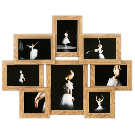 Multirama na 8 zdjęć MULTI HEN 01 ramka na zdjęcia w kolorze dębowym