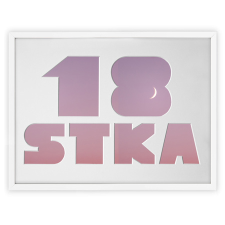 Ramka na 18-ste urodziny w kolorze białym. Ramka z passe partout o rozmiarze 30x40 cm