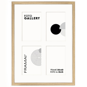Foto Galeria 30x40 cm kolor dębowy - ramka z passe partout na 4 zdjęcia 10x15 cm