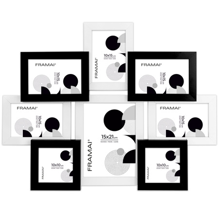 Multirama na 8 zdjęć MULTI  HEN 01 ramka na zdjęcia czarno-biała