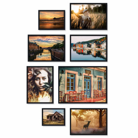 Zestaw czarnych ramek na 8 zdjęć PINIA 2 GF0009