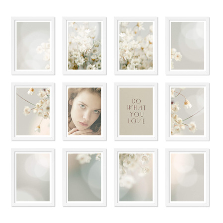 Zestaw białych ramek na 12 zdjęć PINIA 1 GF0018