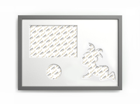 Ramka na zdjęcia do pokoju dziecięcego szare. Ramka z passe partout o rozmiarze 21x30 cm