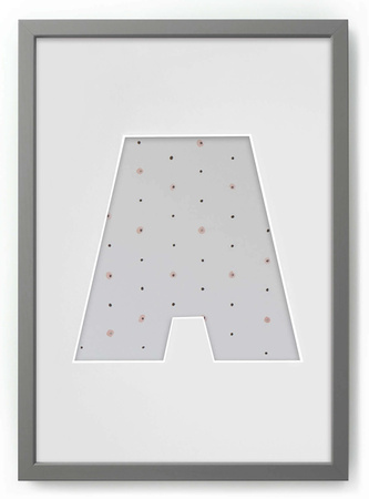Ramka LITERKA "A" Szara - Ramka z passe partout o rozmiarze 21x30 cm