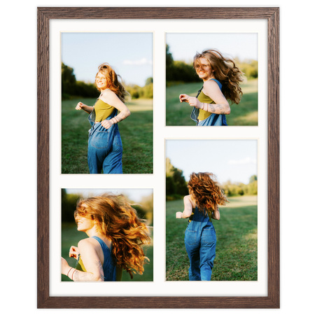 Brązowa Foto Galeria 24x30 cm - ramka z passe partout na 4 zdjęcia 10x15 cm 10x10 cm