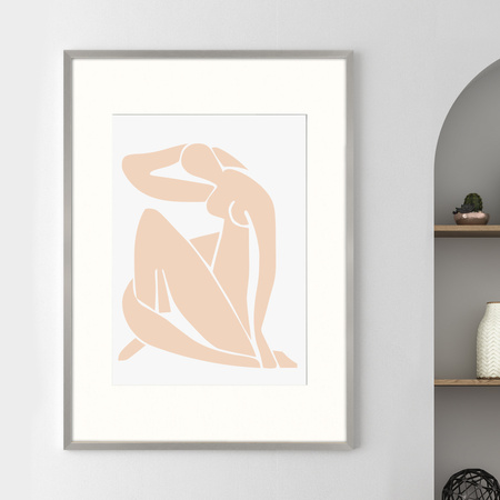 Ramka srebrna HEN PASS S z passe-partout – rozmiar 70x100 cm (okienko 50x70 cm)