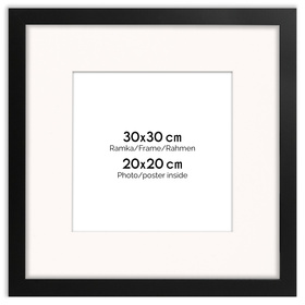 Ramka czarna HEN PASS 2 z passe-partout – rozmiar 30x30 cm (okienko 20x20 cm)