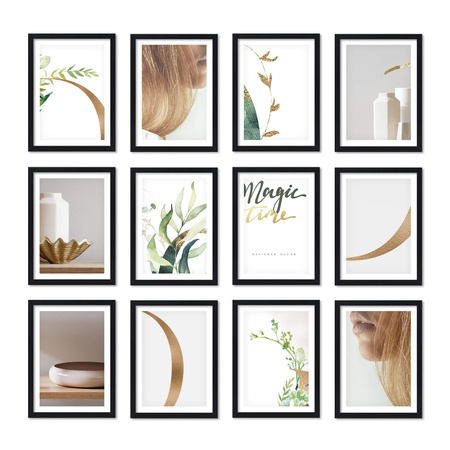 Zestaw czarnych ramek na 12 zdjęć PINIA 2 GF0019