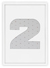 Ramka CYFERKA "2" Biała. Ramka z passe partout o rozmiarze 21x30 cm