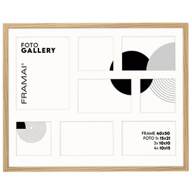 Foto Galeria 40x50 cm - ramka z passe partout na 7 zdjęć 10x10 cm 10x15 cm 15x21 cm kolor dębowy