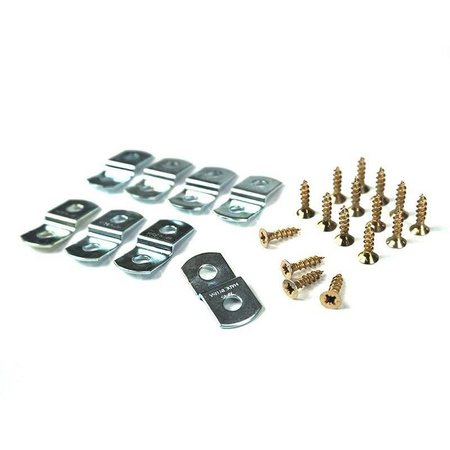 Komplet blaszek 3 mm do montażu obrazów. Zestaw zawiera wkręty.