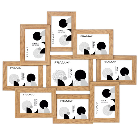 Multirama na 9 zdjęć MULTI HEN 01 ramka na zdjęcia w kolorze dębowym