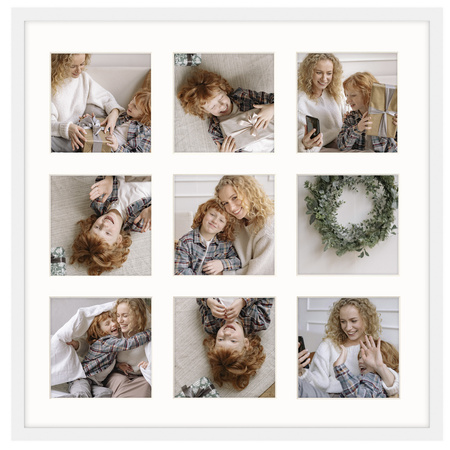 Foto Galeria 40x40 cm - ramka z passe partout na 9 zdjęć 10x10 cm kolor biały