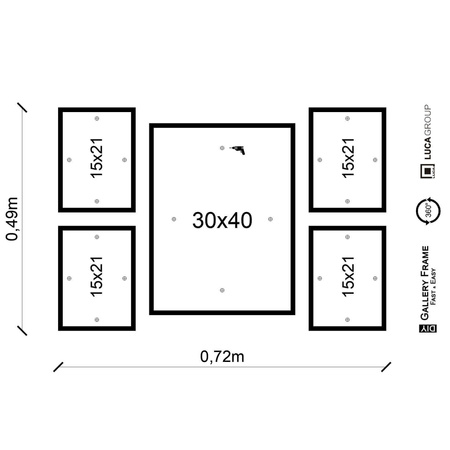 Zestaw czarnych ramek na 5 zdjęć PINIA 2 GF0046