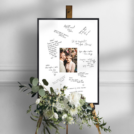 Ramka na weselną pamiątkę z passe partout o rozmiarze 50x70 cm