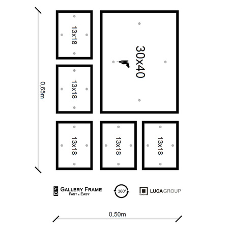 Zestaw czarnych ramek na 6 zdjęć PINIA 2 GF0002