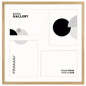 Foto Galeria 40x40 cm - ramka z passe partout na 4 zdjęcia 13x18 cm kolor dębowy
