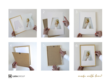 Ramka LITERKA "V" Szara. Ramka z passe partout o rozmiarze 21x30 cm